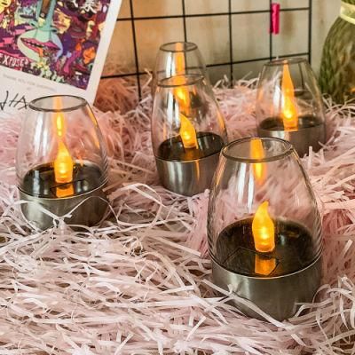 Hdl509 Halloween Solar Light Outdoor Courtyard LED Stainless Steel Candle Light Lawn Deck Night Light