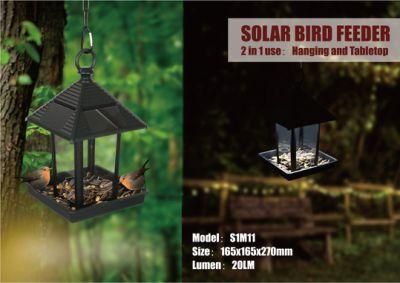 Outdoor Plastic Hanging Bird Feeder with Solar Light