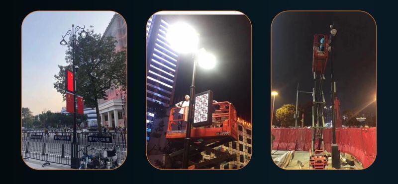Smart City Pole with Smart Lighting with Surveillance Security