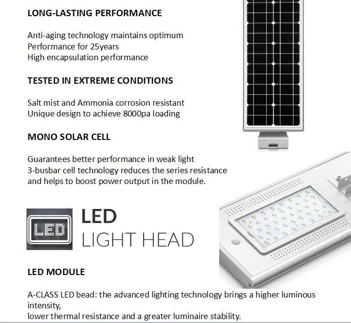 2020 New Solar System High Quality 60W7m LED Solar Street Light for Road Lighting or Garden Lighting