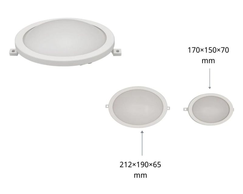 CE RoHS Approved IP65 Milky White Round 12W Moisture-Proof LED Integrated Ceiling Light with Cover