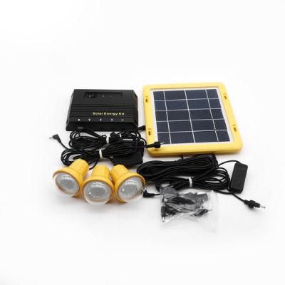 Portable Solar LED Rechargeable Camping Lighting System Light with Multifunctions and 3 PCS LED Bulbs/Lights
