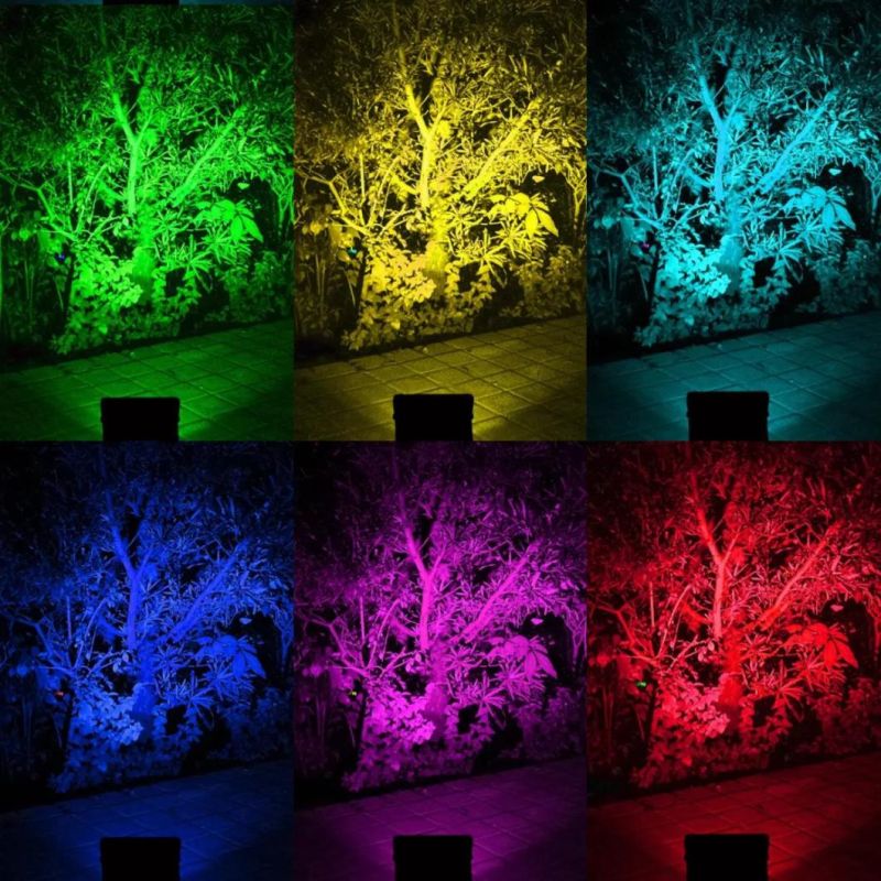 2021 Factory RGB Color 5m Cables Cast Aluminium Solar LED Flood Lights for Garden Landscape
