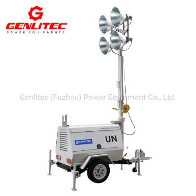 Trailer Mounted Outdoor Light Tower with 8kw Diesel Generator