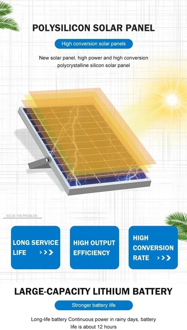 Outdoor 10/25/40/60/100/200/300W LED Solar Flood Street Light LED Lamp Lights Lighting Energy Saving Power System Home Products Wall Garden