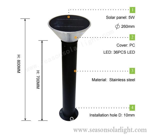 Height Customized Solar Energy LED Light Lamp Outdoor Lawn Bollard Solar Garden Light with LED Lights