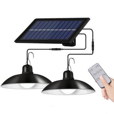 Double Head Solar Pendant Light Outdoor Solar Lamp Shed Lights with Cable for Garden Yard