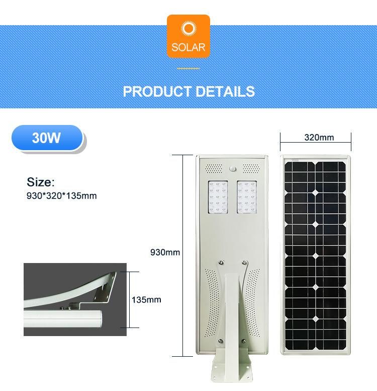 Home Outdoor Waterproof Solar Power 30W Brightness 3030 LED Light