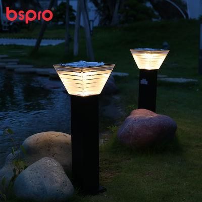 Bspro IP65 Waterproof Pathway Modern Aluminum Pillar Outdoor Lights Solar LED Garden Light