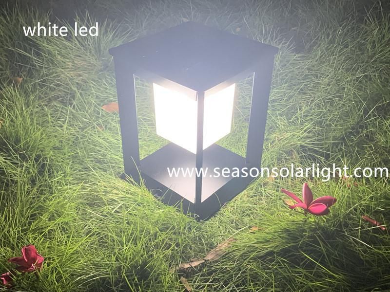 Smart Remote Control Garden Gate Pillar Lighting 5W Outdoor Solar Light Post Lamp with Multi-Color LED Light