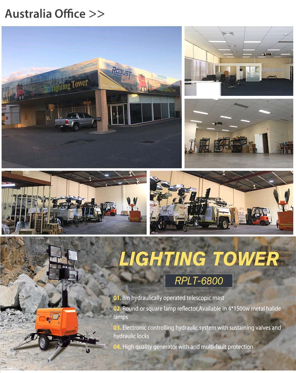 Four Folded Hydraulic Mast Soundproof DC LED Mobile Light Tower
