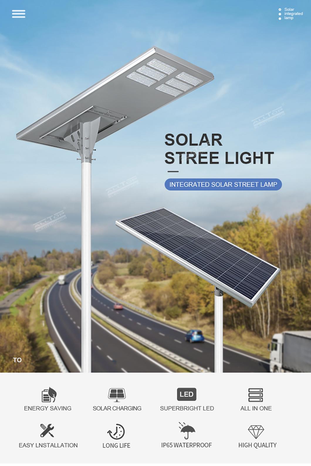 Alltop Super Bright Rainproof IP65 SMD Aluminum 200watt Outdoor All in One Integrated LED Solar Street Light