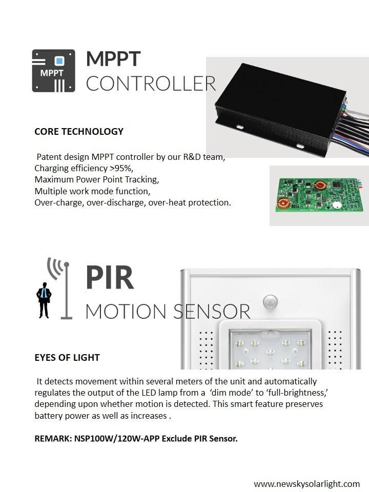 IP65 High Powered Waterproof All in One Integrated Energy Saving Solar LED Street Light with Lightings Motion Sensor System Lithium Battery