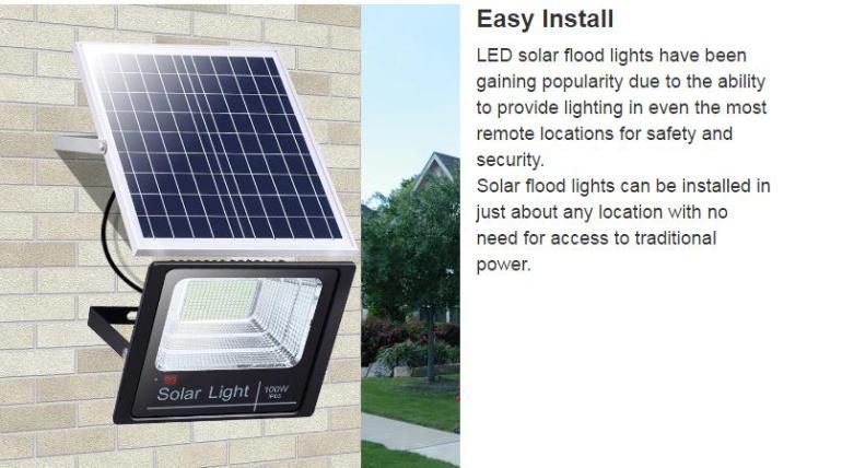 Die Cast Aluminum IP67 Outdoor Waterproof 60watt 100watt 200watt 300W LED Solar Floodlight