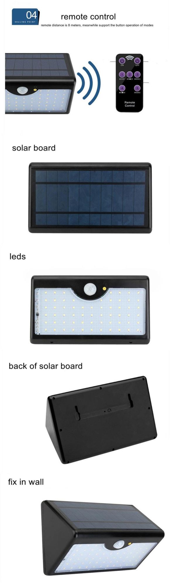 SMD2835 IP65 Waterproof Outdoor LED Solar Lighting for Garden