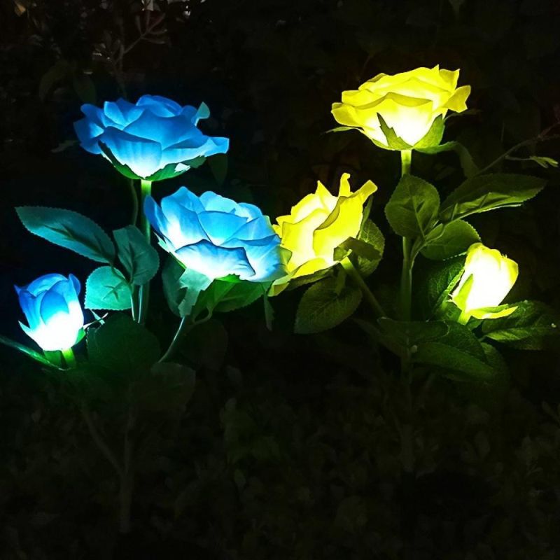 Waterproof LED Solar Rose Stake Light Outdoor Flower Stake Light Patio Pathway Garden Decor Wyz19672