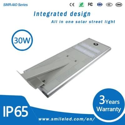 Energy Saving Aluminum Lamp 30W Integrated All in One LED Solar Street Light