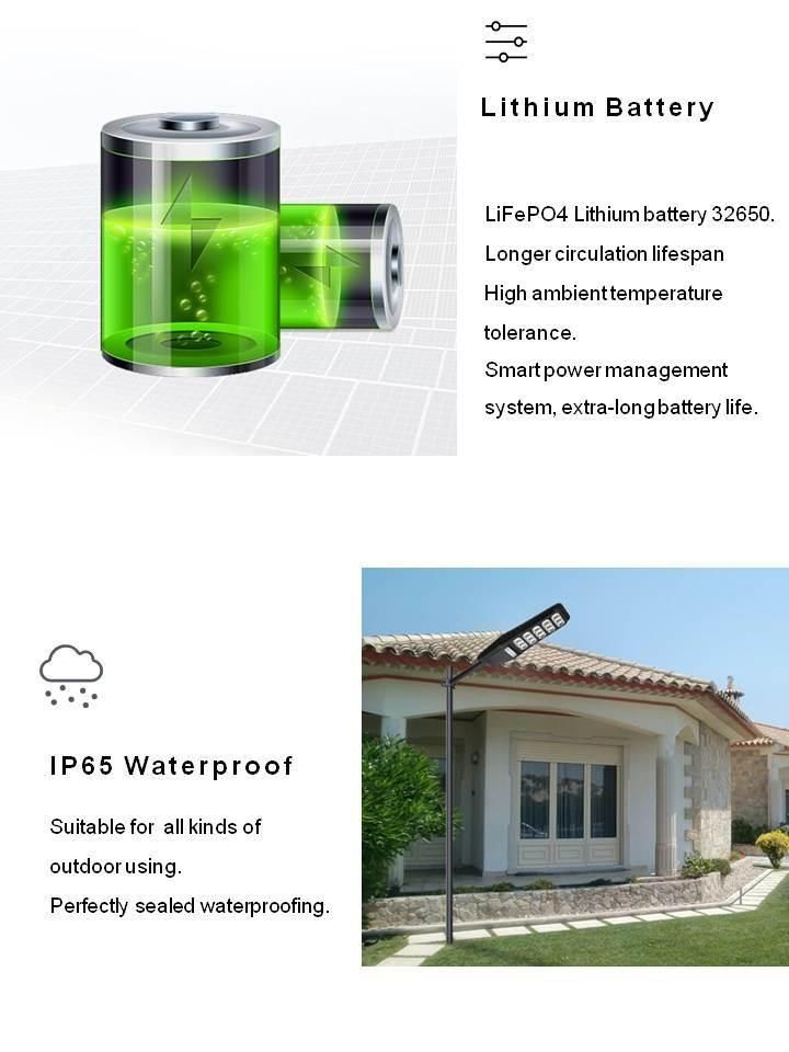 Outdoor Street Light 100W LED Solar Street Light with Lithium Battery