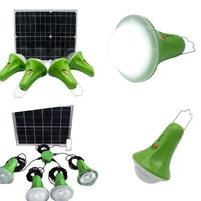 Portable Solar Power System Lamp 25W LED Lamp with 4PCS Solar Bulbs Chinese Factory Solar Panel Lamp Energy Saving Lamp Outdoor Street Lamp
