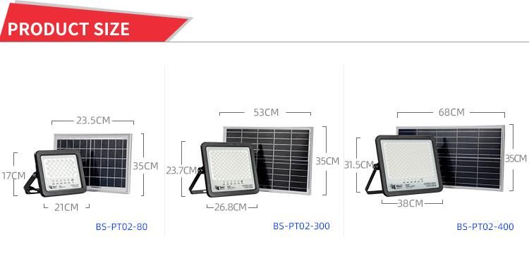 Bspro 3000K and 6500K Adjustable High Brightness Rechargeable LED Solar Flood Light