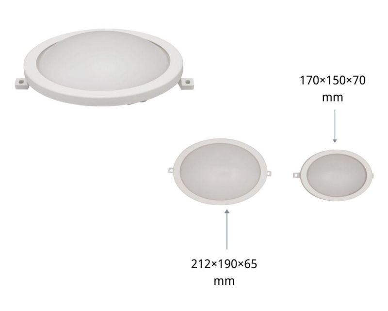 LED Milky White Round Moisture-Proof Lamps B4 Series 15W for Balcony Bathroom Lighting