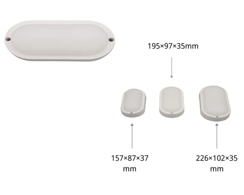 IP65 Moisture-Proof Lamps Outdoor LED Bulkhead Lamp White Oval 15W with CE RoHS Certificate