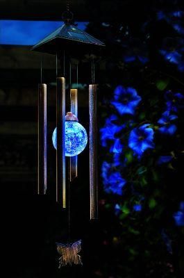 Solar Wind Chime Light with Colour Changing Glass Ball Garden