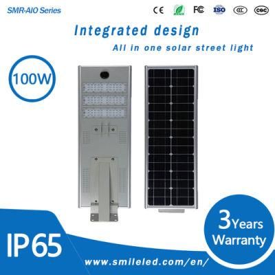 Factory Direct Sale Outdoor IP65 Waterproof 60W 80W 100W All in One Integrated LED Solar Street Light