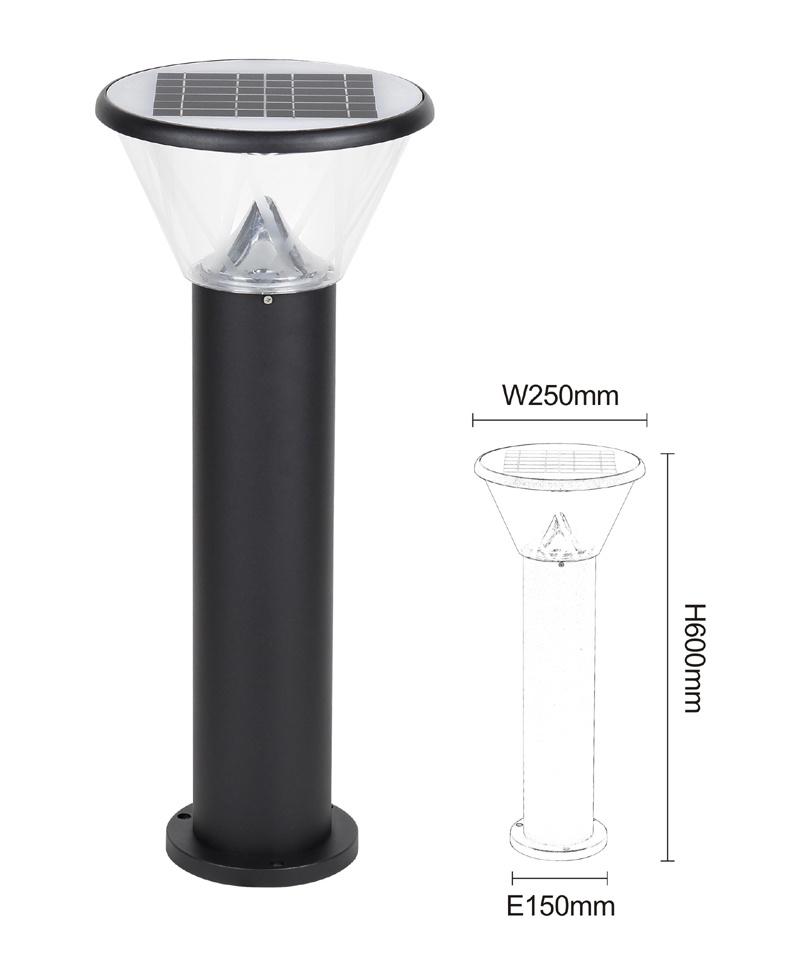 Aluminum+PC Cover Black Sand 3W Solar LED Light Garden