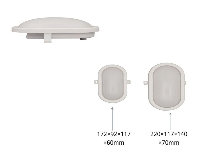 CE RoHS Approved IP65 Milky White Oval 15W Moisture-Proof LED Integrated Ceiling Light with Cover