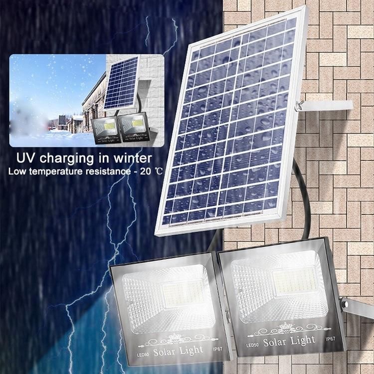 100W Bright IP67 Waterproof Remote Control Security Lighting Garden Use Energy Saving Product, Outdoor 25W 40W 60W 200W Solar Flood Light Two Heads LED Lamp