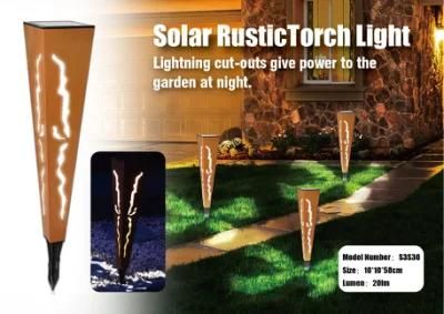 Modern Solar Rustic Metal Torch Light Garden Bollard Light