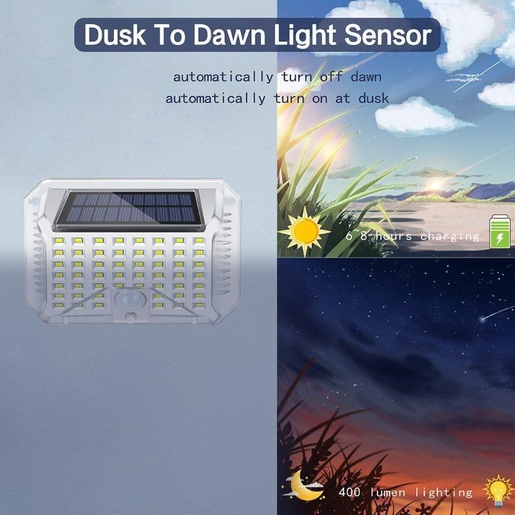 Outdoor Porch Garden Energy Saving Waterproof Solar Exterior LED Sensor Wall Security Deck Light