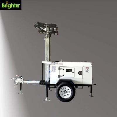 Manual Mast 9m Height Diesel Generator Mobile Lighting Tower