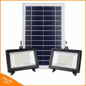 LED Solar Flood Light with Two Flood Lamps for Outdoor Garden Street Lighting