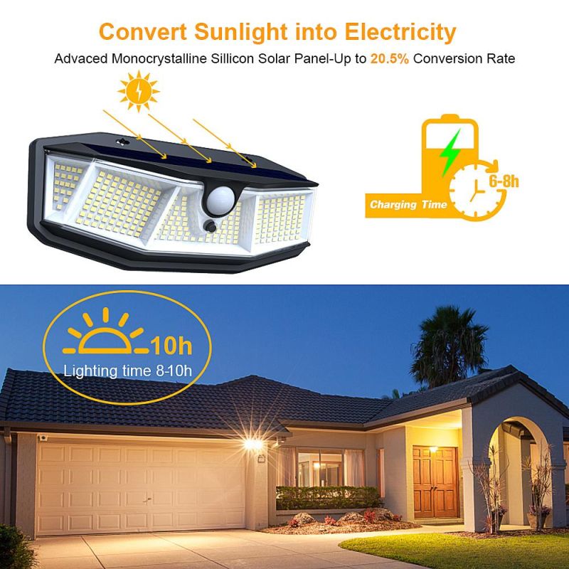 Solar Motion Sensor Lights 3 Working Modes Outdoor Lights with 270 Degree Wide Angle Wireless IP65 Waterproof Solar Security Lights for Yard