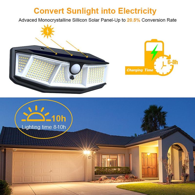 Solar Motion Sensor Lights 3 Working Modes Outdoor Lights with 270 Degree Wide Angle Wireless IP65 Waterproof Solar Security Lights for Yard