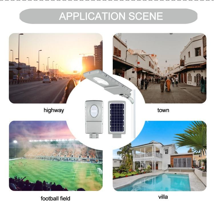 All in One Integrated IP66 20W 30W 60W 90W 100 Watts Solar LED Street Light High Power Streetlight with Inbuilt Battery