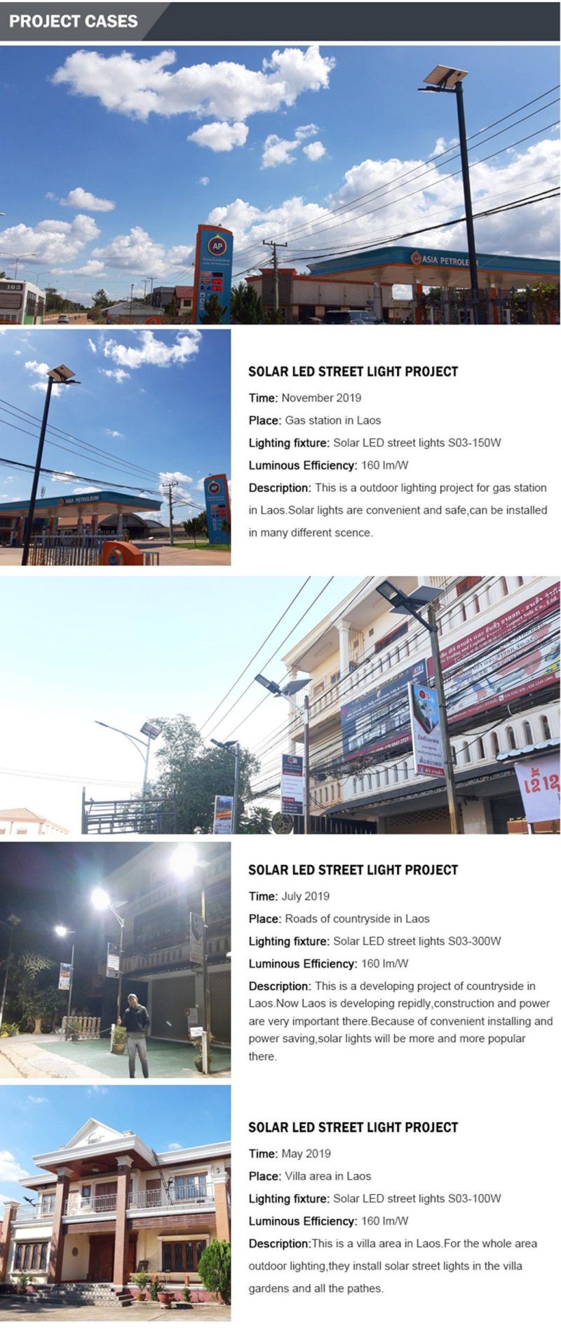 100W LED Solar Street Light with Battery China Manufacturer Factory Competitive Price