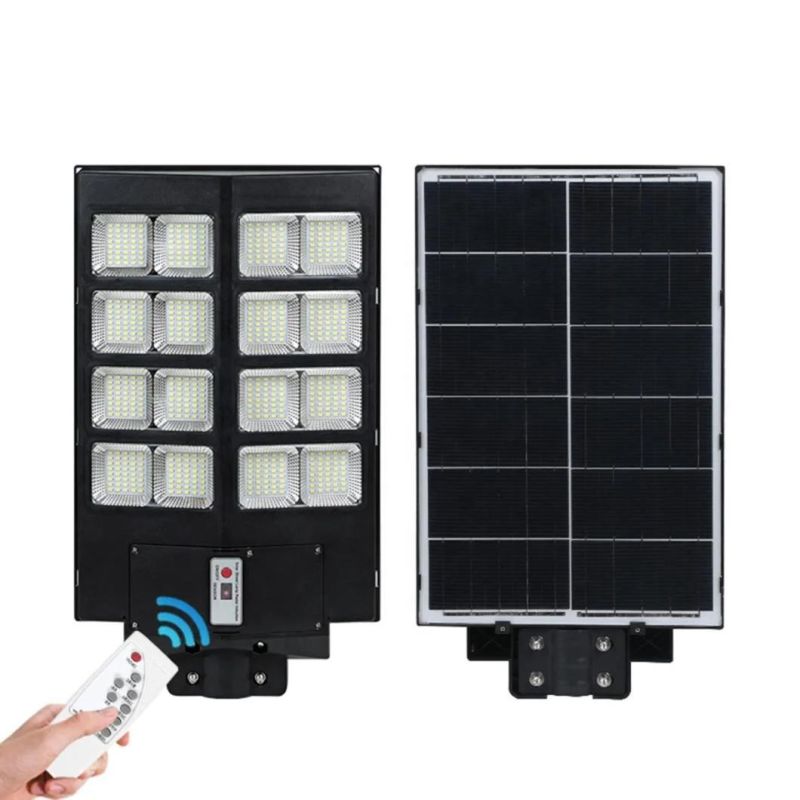 Solar Street Light, 600W Solar Flood Lights Outdoor Dusk to Dawn Motion Sensor 6500K LED Solar Pole Light with Remote Control IP66 Waterproof for Parking