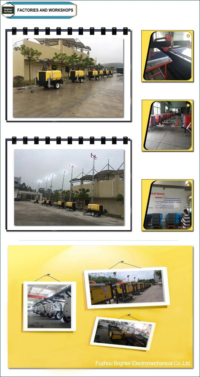 Water-Cooling Diesel Generator Mobile Tower Light with Hydraulic Mast