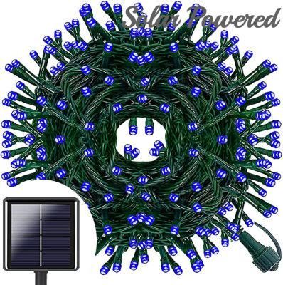 Solar Powered Blue LED String Light Christmas Fairy Light for Home Garden Patio Decoration