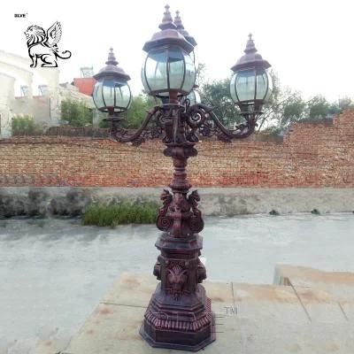Factory Wholesale Garden Street Decoration Luxury Antique Cast Iron Lamp Post