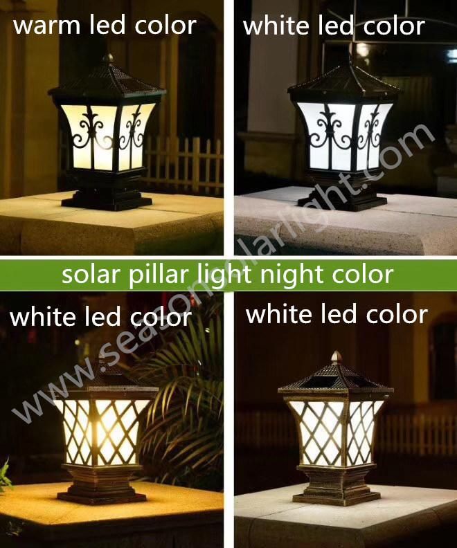 Bright LED Lighting Lamp 5W Solar Panel Outdoor Solar Power Pillar Lamp for Garden Gate Lighting