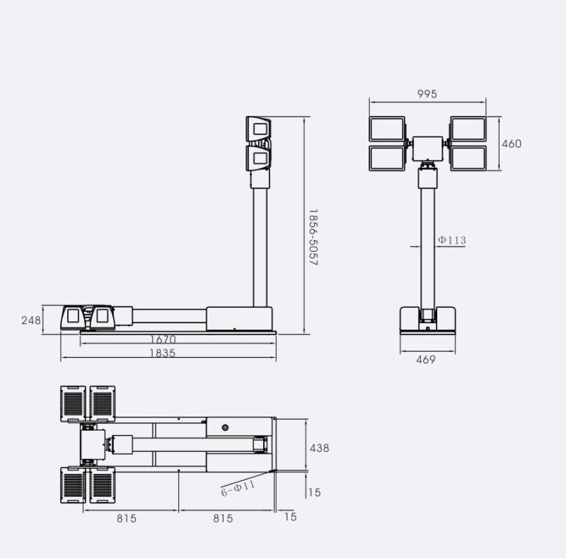 Senken 4.7m Halogen/Gas 360000lm Super High Brightness Roof-Mounted Camera Lamp Bracket Light