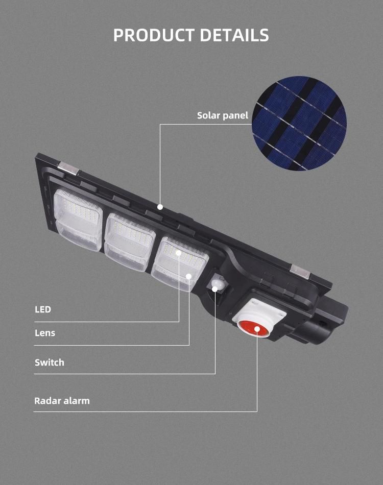 Bspro 800W Alarm Integrated Road Industrial Outdoor Lamp Color Changing Energy Solar Power Street Light