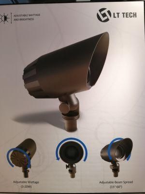 Lt2506L Heavy Duty Die-Cast Brass Adjustable Wattage &amp; Beam Spread 12V Integrated Spotlight Bluetooth WiFi Zigbee Ver Available