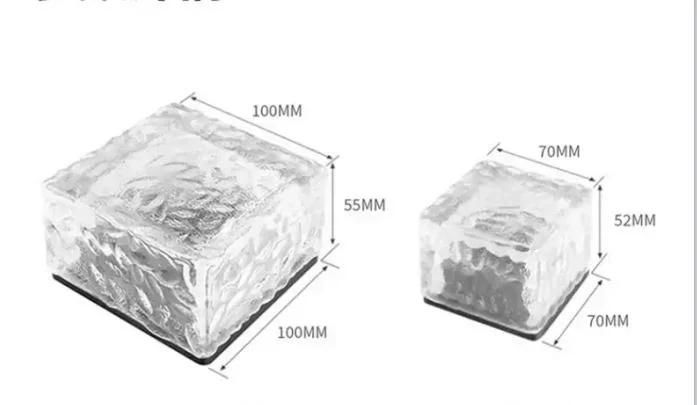 Solar Glass Brick Ice Cube LED Light Crystal Brick Stone Lamp Garden Pathway Patio Light