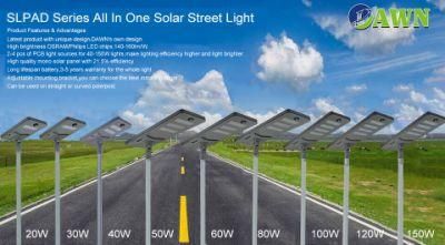 20-150W Integrated All in One LED Solar Street/Road/Garden Lamp/Light