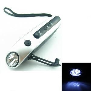 All in One Solar Power Hand Cranked Dynamo Survival Flashlight + Power Bank with FM Radio and Phone Charger